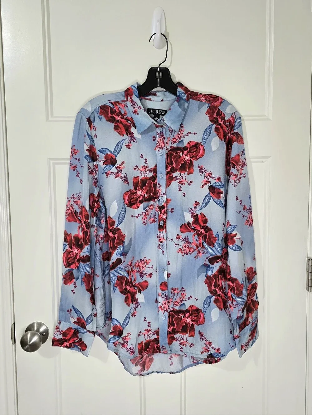 J. Crew Drapey Relaxed Fit Button Down Floral Viscose Twill Blouse Womens Medium